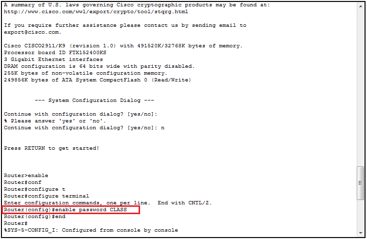 enable password